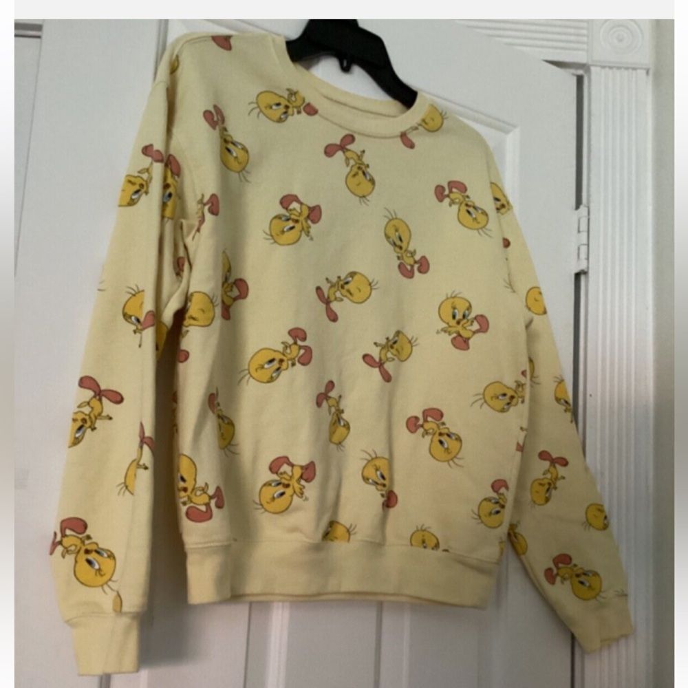 Looney Tunes Tweety Bird Tops Looney Sweaters Pullover Crew Neck Size XS